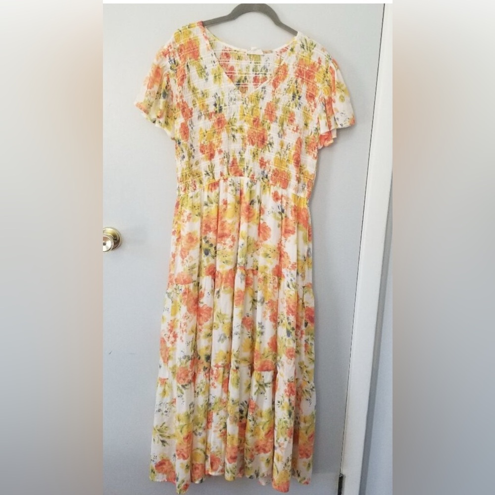 Blu Pepper Orange and Red Flutter Sleeve Sundress